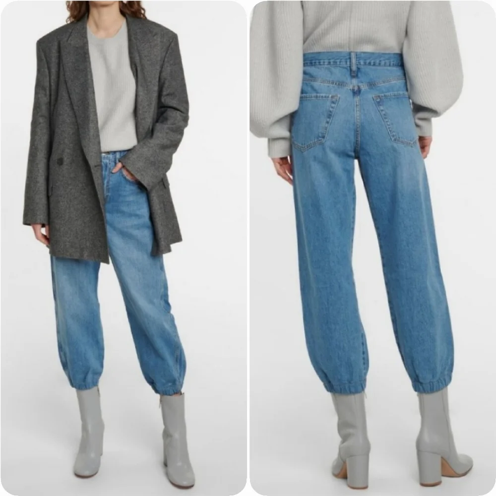 FRAME High Rise cropped the lounge Chill denim jogger blue Jeans size 29 - Picture 16 of 16